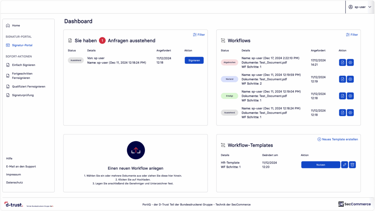Beispiel Dashboard PortiQ